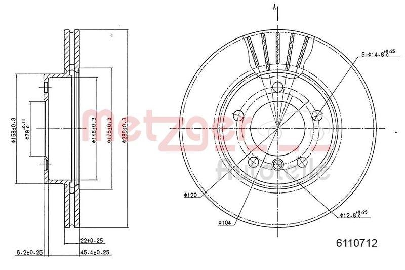 METZGER 6110712 Bremsscheibe Lack/Ks f&uuml;r BMW VA
