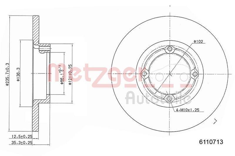 METZGER 6110713 Bremsscheibe Lack/Ks f&uuml;r DAEWOO VA