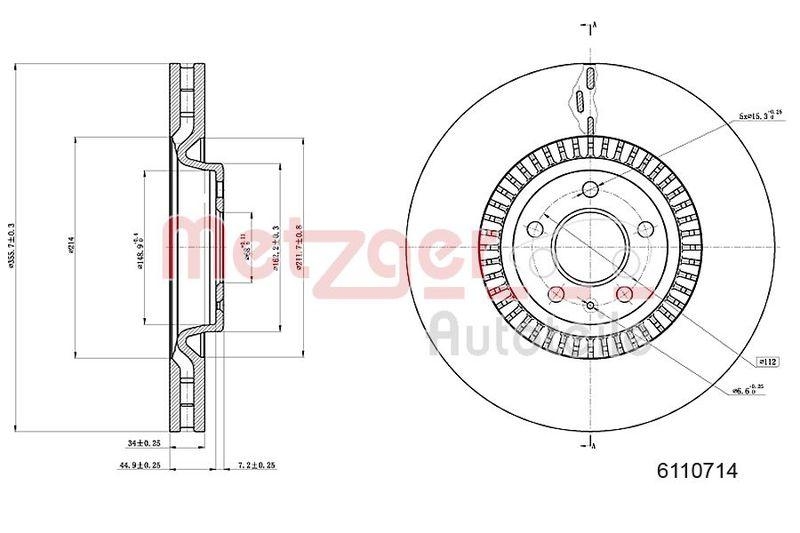 METZGER 6110714 Bremsscheibe Lack/Ks/Hc f&uuml;r AUDI VA