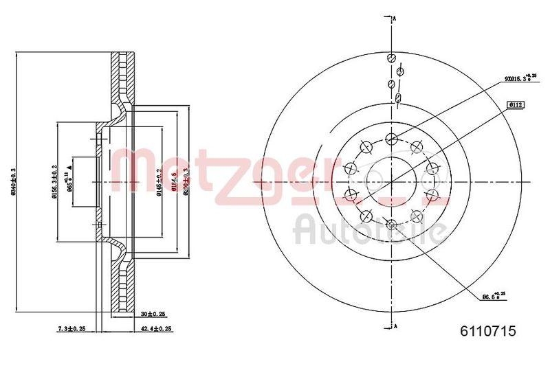 METZGER 6110715 Bremsscheibe Lack/Ks/Hc f&uuml;r AUDI/SEAT/SKODA/VW VA