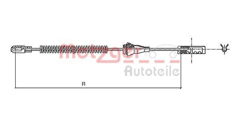 METZGER 11.5959 Seilzug, Feststellbremse f&uuml;r OPEL hinten links/rechts