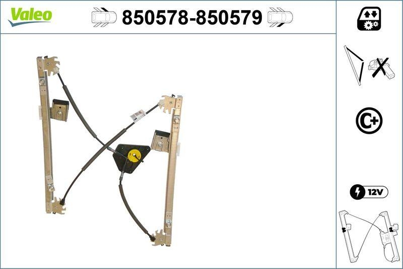 VALEO 850578 Fensterheber (o. Motor) vorne links VW Polo