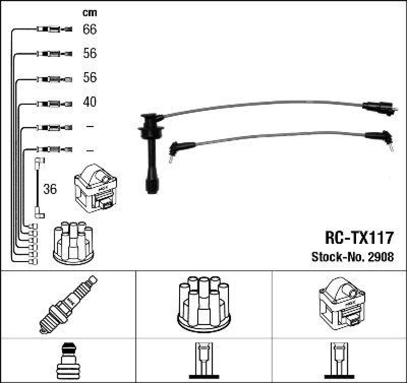 NGK 2908 Z&uuml;ndleitungssatz RC-TX117 |Z&uuml;ndkabel