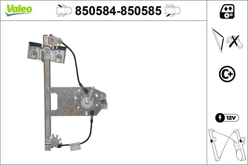 VALEO 850584 Fensterheber (o. Motor) hinten links SKODA