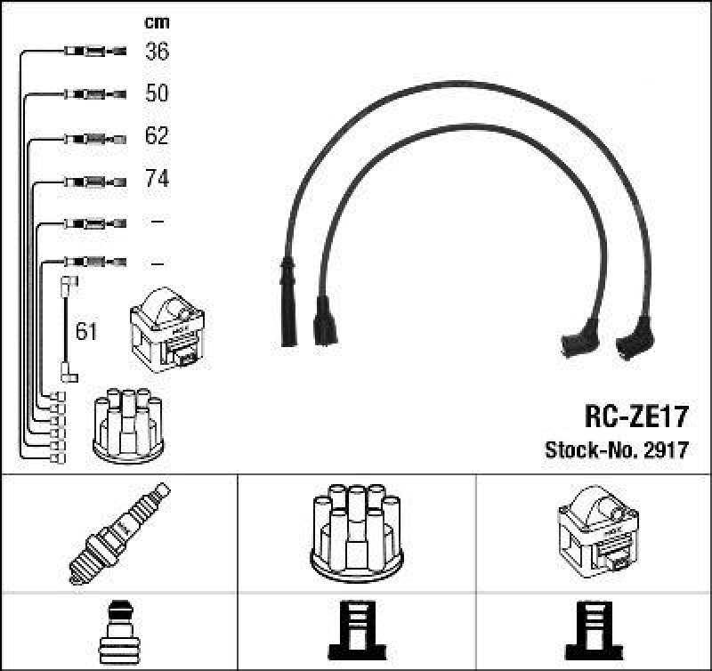 NGK 2917 Z&uuml;ndleitungssatz RC-ZE17 |Z&uuml;ndkabel
