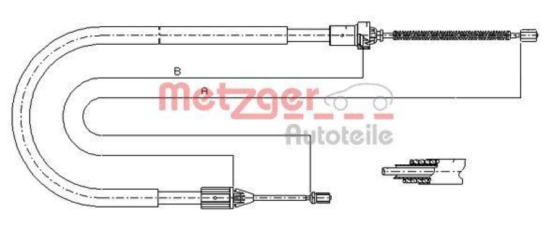METZGER 11.6583 Seilzug, Feststellbremse f&uuml;r RENAULT hinten rechts