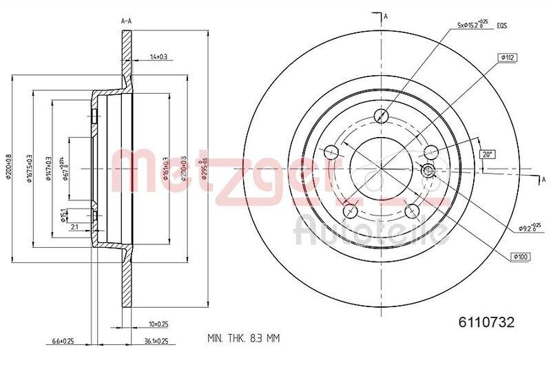 METZGER 6110732 Bremsscheibe Lack/Ks/Ms f&uuml;r MB HA