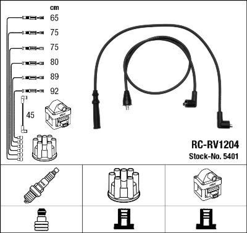 NGK 5401 Z&uuml;ndleitungssatz RC-RV1204 |Z&uuml;ndkabel