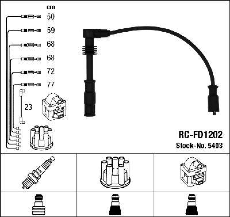 NGK 5403 Z&uuml;ndleitungssatz RC-FD1202 |Z&uuml;ndkabel