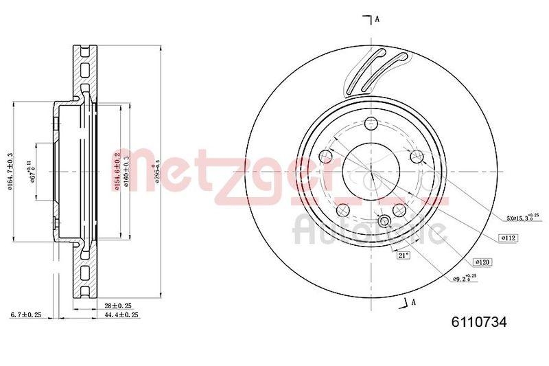METZGER 6110734 Bremsscheibe Lack/Ks/Ms/Hc f&uuml;r MB VA