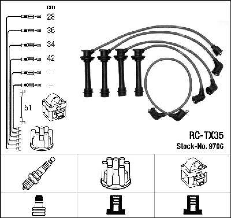 NGK 9706 Z&uuml;ndleitungssatz RC-TX35 |Z&uuml;ndkabel