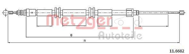 METZGER 11.6682 Seilzug, Feststellbremse f&uuml;r RENAULT hinten links/rechts
