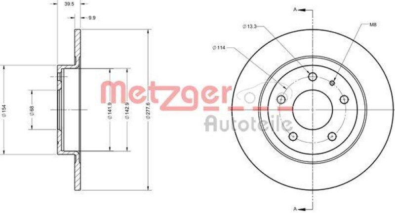METZGER 6110740 Bremsscheibe Lack/Ks f&uuml;r MAZDA HA