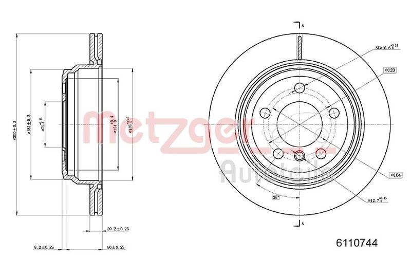 METZGER 6110744 Bremsscheibe Lack/Ks/Ms/Hc f&uuml;r BMW HA