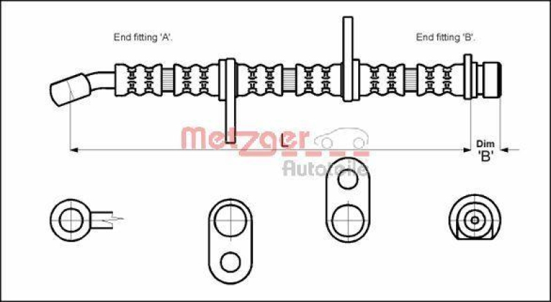 METZGER 4113605 Bremsschlauch f&uuml;r HONDA HA links/rechts
