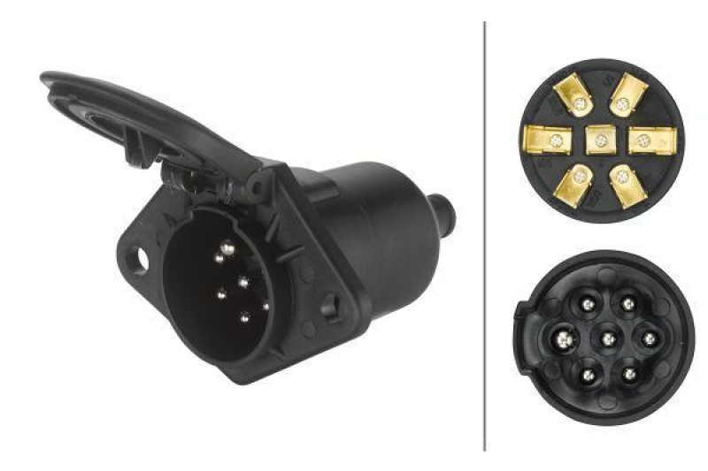 HELLA 8JB 008 085-041 Steckdose, 7 polig Flachstecker, Kunststoff