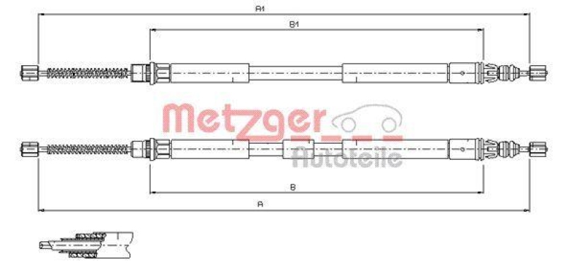 METZGER 11.6796 Seilzug, Feststellbremse f&uuml;r RENAULT hinten links/rechts