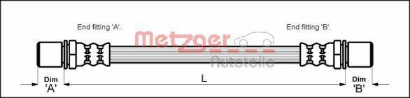 METZGER 4113667 Bremsschlauch f&uuml;r TOYOTA HA links/rechts