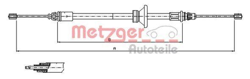 METZGER 11.6801 Seilzug, Feststellbremse f&uuml;r NISSAN/OPEL/RENAULT vorne