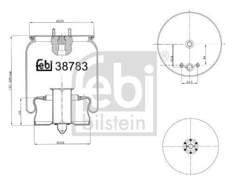 FEBI BILSTEIN 38783 Luftfederbalg mit Stahlkolben für Volvo