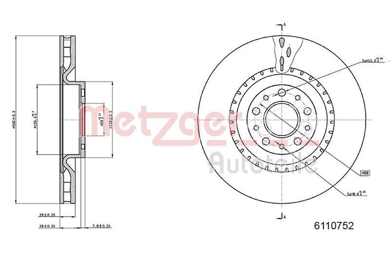 METZGER 6110752 Bremsscheibe Lack/Ks/Hc f&uuml;r FIAT/OPEL VA