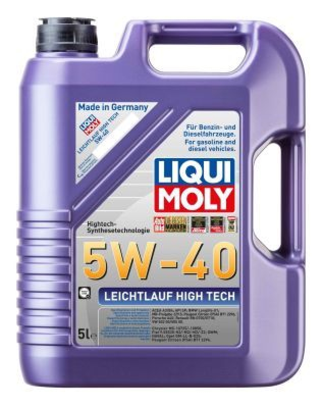 LIQUI MOLY 3864 Motoröl Leichtlauf High Tech 5W-40 TW Kanister 5 L inkl. Ölwechselkarte