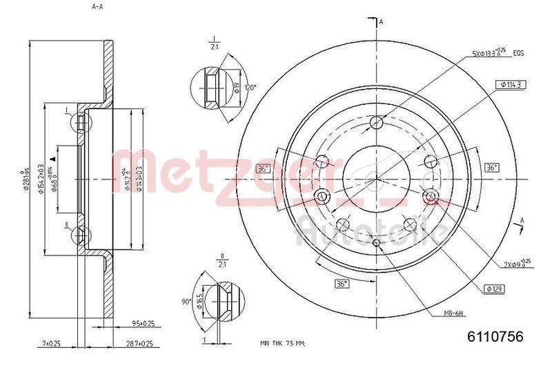 METZGER 6110756 Bremsscheibe Lack/Ks f&uuml;r MAZDA HA