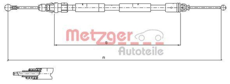 METZGER 11.6808 Seilzug, Feststellbremse f&uuml;r NISSAN/OPEL/RENAULT hinten rechts