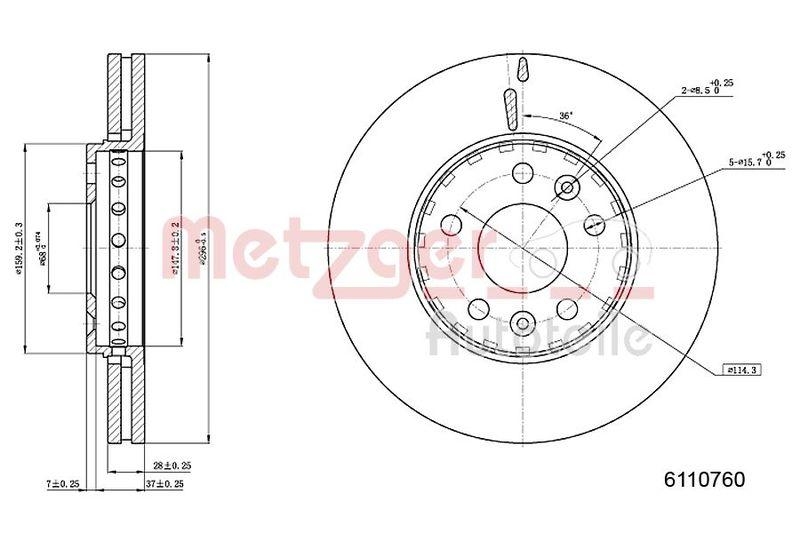 METZGER 6110760 Bremsscheibe Lack/Ks/Ms f&uuml;r OPEL/RENAULT VA