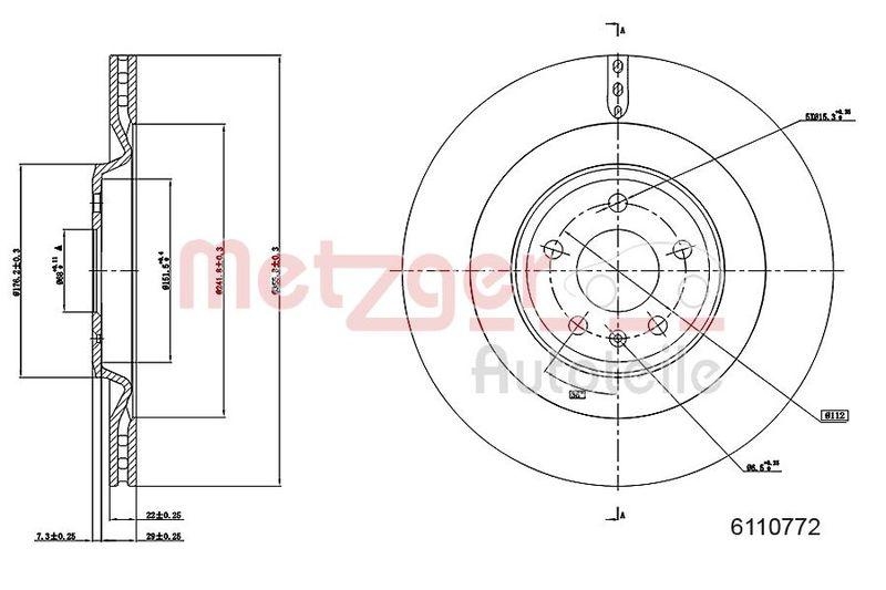 METZGER 6110772 Bremsscheibe Lack/Ks/Hc f&uuml;r AUDI HA