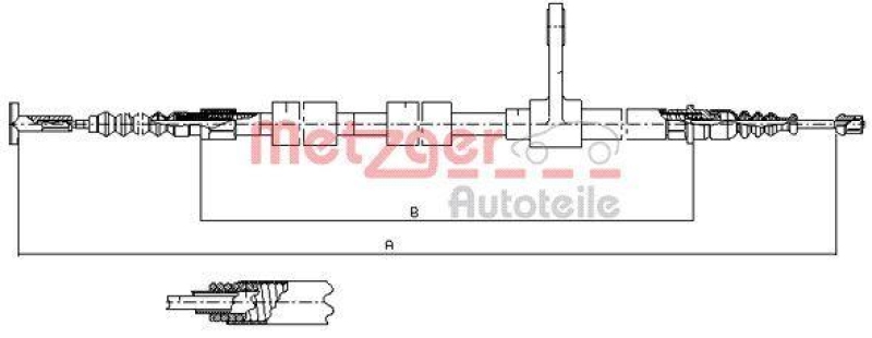 METZGER 251.31 Seilzug, Feststellbremse f&uuml;r ALFA hinten rechts