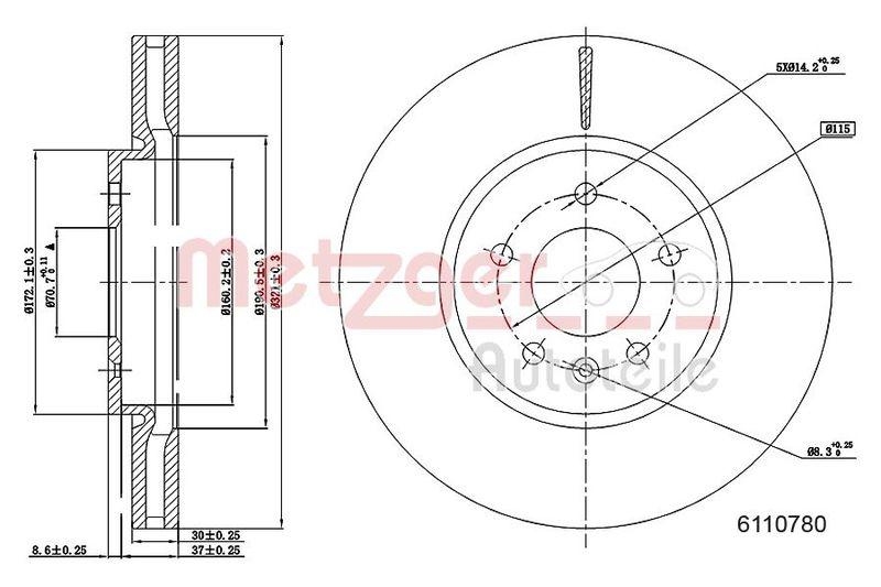 METZGER 6110780 Bremsscheibe Lack/Ks/Ms/Hc f&uuml;r OPEL VA