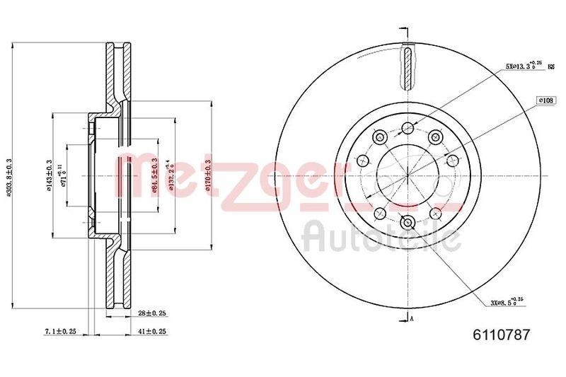 METZGER 6110787 Bremsscheibe Lack/Ks/Ms f&uuml;r CITROEN/PEUGEOT VA