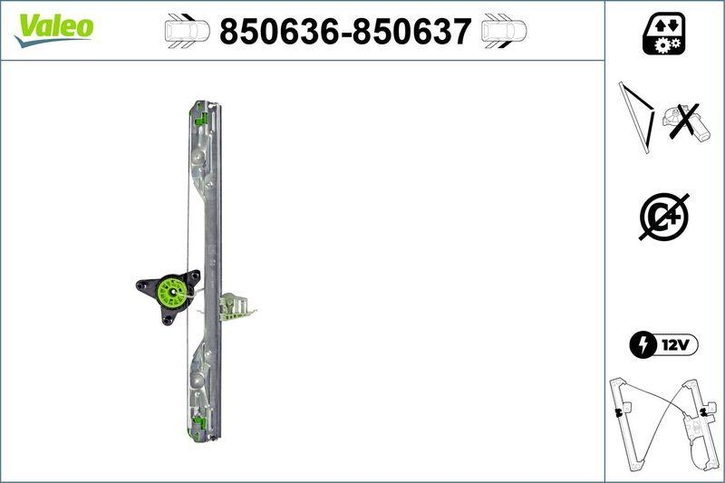 VALEO 850636 Fensterheber (o. Motor) vorne links FIAT Idea