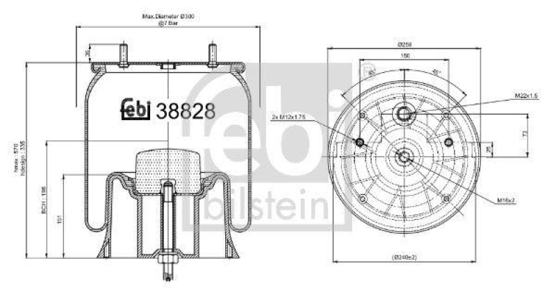 FEBI BILSTEIN 38828 Luftfederbalg mit Kunststoffkolben für Sauer