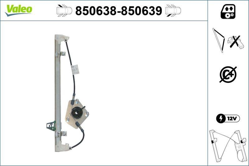 VALEO 850638 Fensterheber (o. Motor) hinten links FIAT Idea