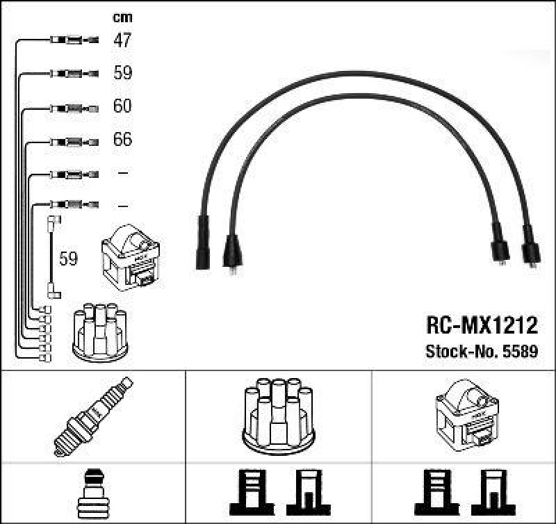 NGK 5589 Z&uuml;ndleitungssatz RC-MX1212 |Z&uuml;ndkabel