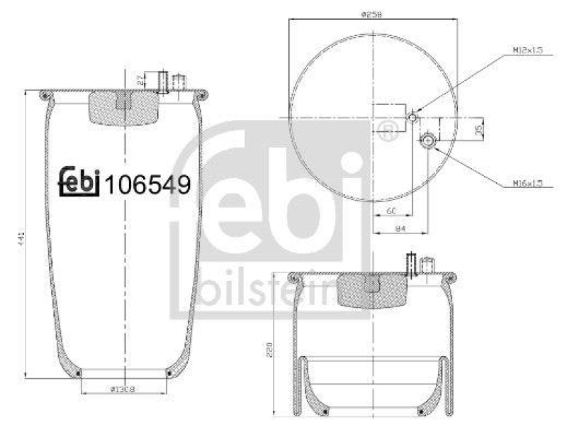 FEBI BILSTEIN 106549 Luftfederbalg ohne Kolben für M A N