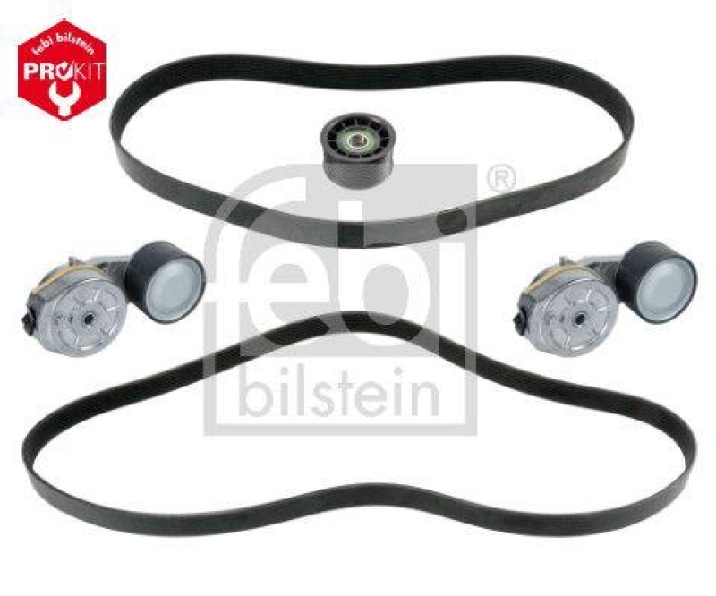FEBI BILSTEIN 40184 Keilrippenriemensatz mit Riemenspannern und Umlenkrolle f&uuml;r RENAULT (RVI)