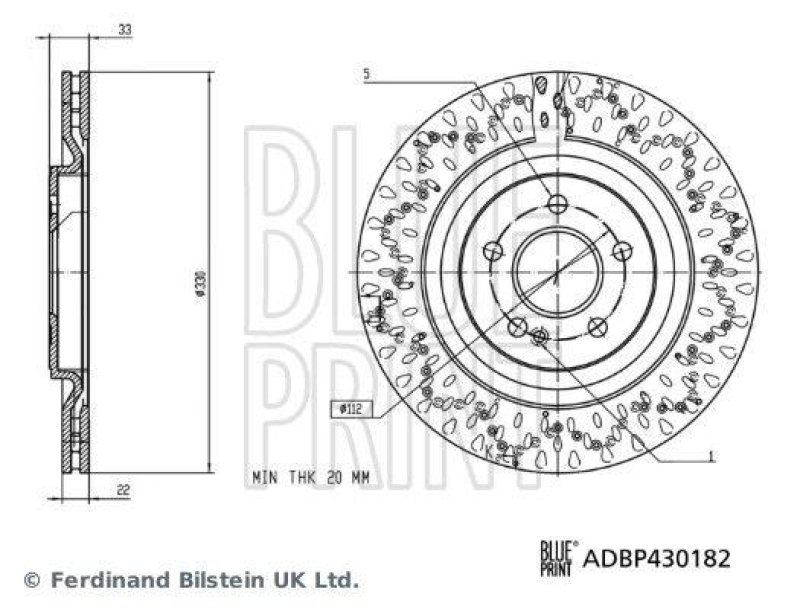 BLUE PRINT ADBP430182 Bremsscheibe f&uuml;r Mercedes-Benz PKW