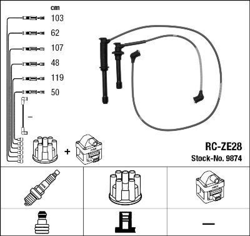 NGK 9874 Zündleitungssatz RC-ZE28 |Zündkabel