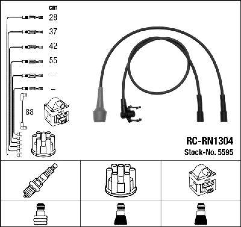 NGK 5595 Z&uuml;ndleitungssatz RC-RN1304 |Z&uuml;ndkabel
