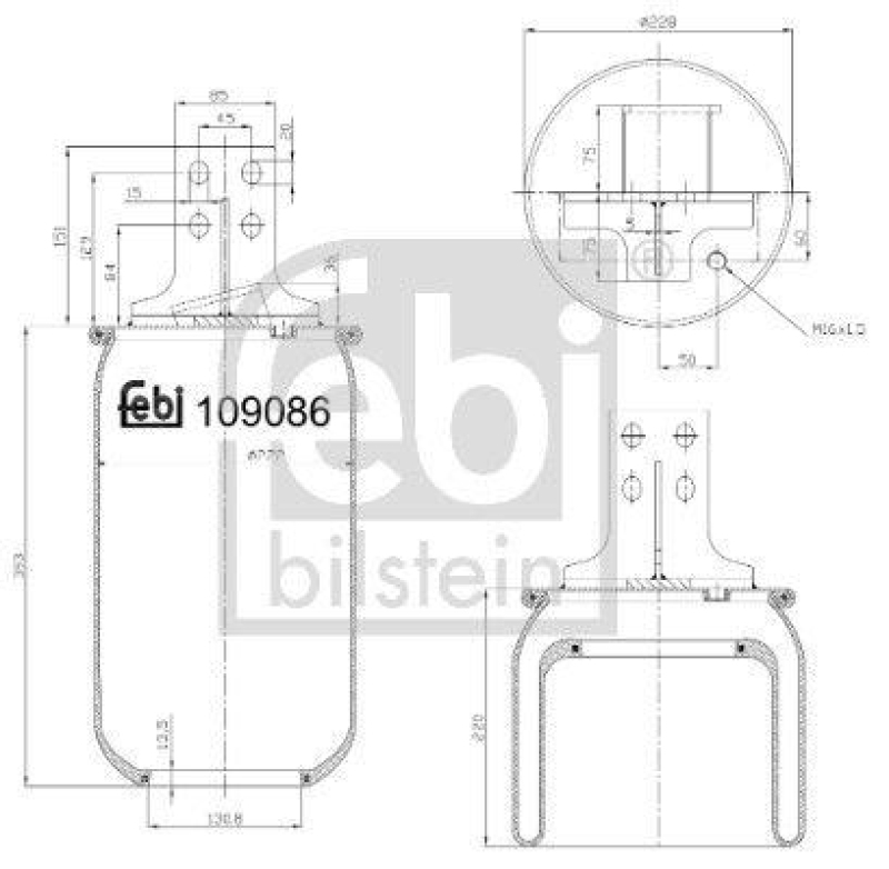 FEBI BILSTEIN 109086 Luftfederbalg ohne Kolben für Iveco