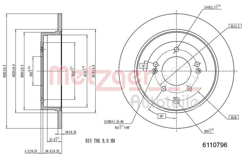 METZGER 6110796 Bremsscheibe Lack/Ks/Ms f&uuml;r HYUNDAI HA