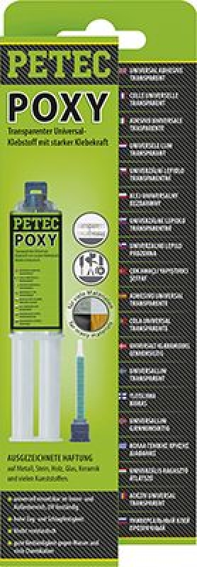 PETEC 98425 Epoxy-Klebstoff Poxy transparenter 2K Universal-Klebstoff 24ml