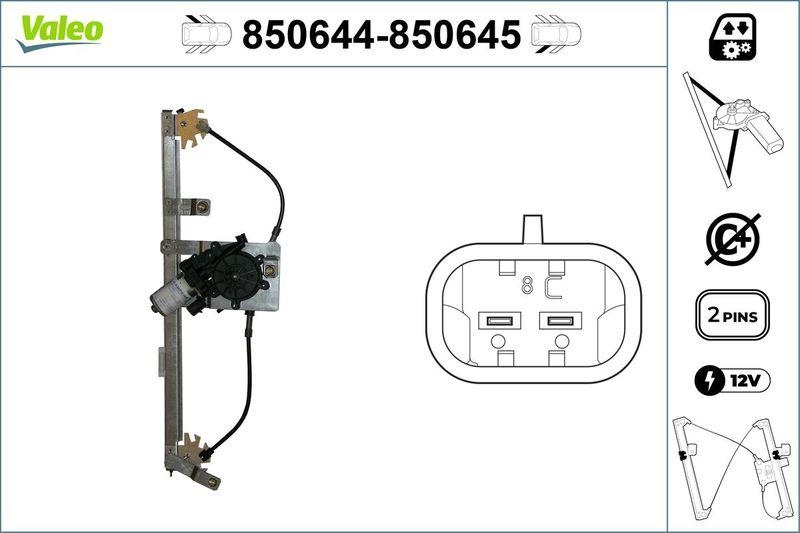 VALEO 850644 Fensterheber hinten links RENAULT Modus