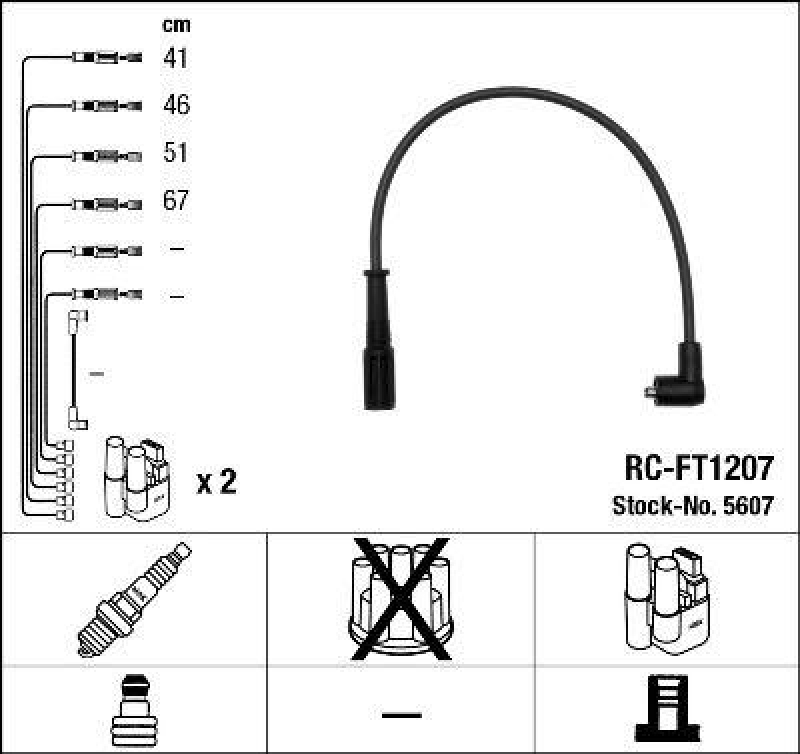 NGK 5607 Z&uuml;ndleitungssatz RC-FT1207 |Z&uuml;ndkabel