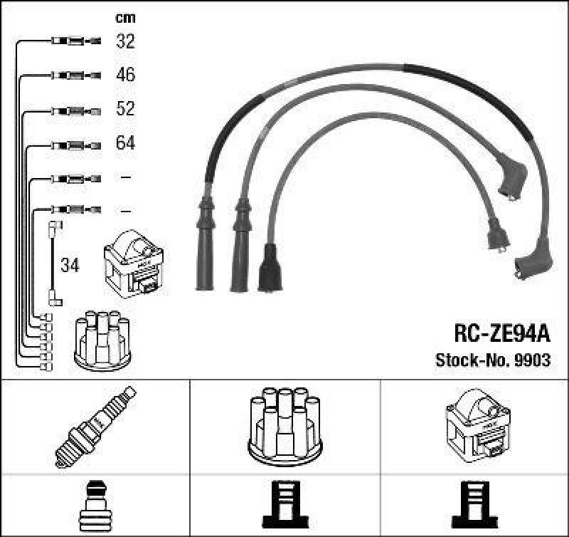 NGK 9903 Z&uuml;ndleitungssatz RC-ZE94A |Z&uuml;ndkabel