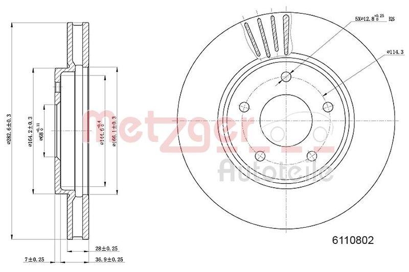 METZGER 6110802 Bremsscheibe Lack/Ks f&uuml;r NISSAN VA