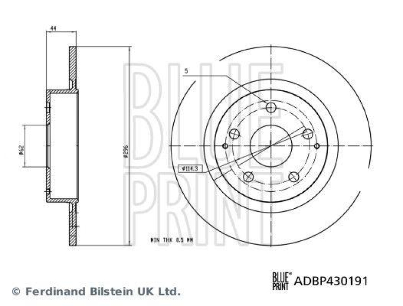 BLUE PRINT ADBP430191 Bremsscheibe f&uuml;r TOYOTA